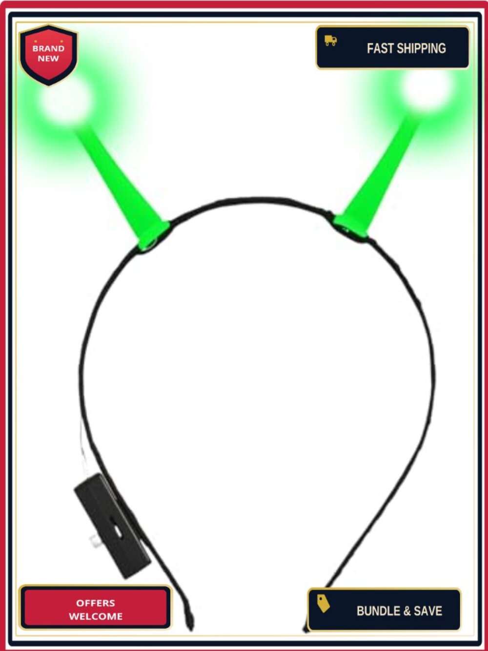 Light Up Alien Antenna Headband Funny Cosplay Party Costume Accessory